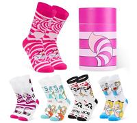 Disney Womens Novelty Calf Socks, Soft Breathable Ankle Socks Pack of 5 Gifts for Women (Pink Alice in Wonderland)