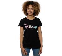 Disney Women's Pastel Logo Cotton T-Shirt in Black | Size: 2XL Disney Black 2XL