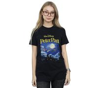 Disney Women's Peter Pan Come With Me Homage Cotton Boyfriend T-Shirt in Black | Size: 2XL Disney Black 2XL