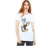 (L, White) Disney Womens/Ladies Pinocchio Jiminy Cricket Cotton Boyfriend T-Shirt