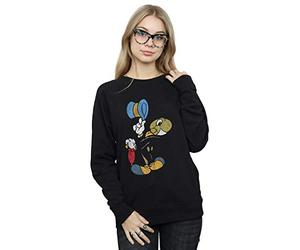 Disney Women's Pinocchio Jiminy Cricket Sweatshirt Black Medium