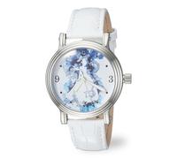 Disney Women's Princess Analog-Quartz Watch with Leather-Synthetic Strap, Silver, 16 (Model: WDS000179)