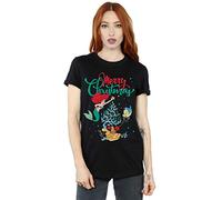 Disney Women's Princess Ariel Merry Christmas Boyfriend Fit T-Shirt Black XXX-Large