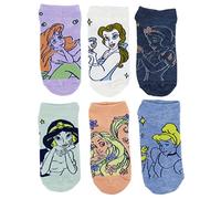 Disney Womens Princess No Show Ankle Socks 6 Pair Pack Shoe Sizes 4-10, Ivory Heather, 3.5-9 UK