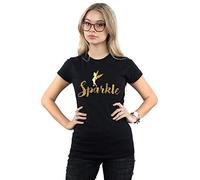 (XL, Black) Disney Womens/Ladies Princess Tinker Bell Sparkle Time Cotton T-Shirt