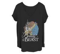 Disney Women's Princesses Bb Classic Junior's Plus Short Sleeve Tee Shirt, Black, 2X