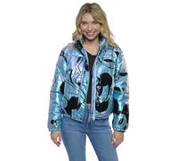 Disney Womens Puffer Jacket Mickey Mouse Iridescent Lightweight Quilted Coat, Iridescent, XS