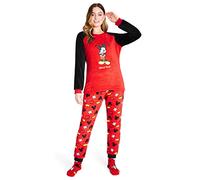 Disney Womens Pyjamas, Fleece Loungewear and Fluffy Socks Stitch Gift Set (Red Mickey, M)