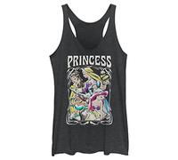 Disney Women's Retro Princess Racerback Tank, Black Heather, L