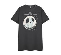 The Nightmare Before Christmas Sally & Jack Womens Nightdress T-Shirt | Adults Sally & Jack Character Graphic Night Tee in Black | Ladies Character Print Sleep Top | Tim Burtons Movie Merchandise
