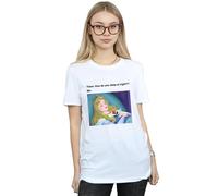 Disney Women's Sleeping Beauty Meme Cotton Boyfriend T-Shirt in White | Size: Large Disney White L