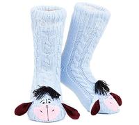 Disney Women's Slippers Socks Fluffy Slipper Socks (Blue Eeyore)
