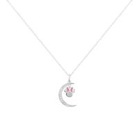 Disney Womens Sterling Silver 925 Moon and Minnie Mouse Stone Set 18'' Necklace