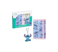 Disney Women's Stitch Blue Trifold Wallet & Keyring Set Disney Blue One Size