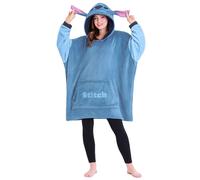 Disney Fleece Hoodie for Adults and Teenagers Oversized Hooded Poncho One Size - Stitch Gifts (Blue Stitch)