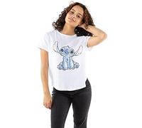 Disney Women's Stitch Sketch T Shirt, White, 8 UK