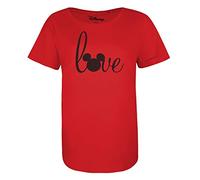 Disney Women's Love Mickey Mouse Cotton T-shirt in Red | Size: XL Disney Red XL