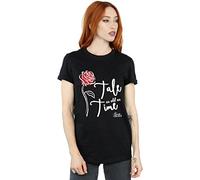 Disney Women's Tale As Old As Time Rose Boyfriend Fit T-Shirt Black Large