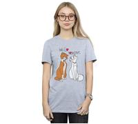 Disney Women's The Aristocats We Go Together Cotton Boyfriend T-Shirt in Grey | Size: 2XL Disney Grey 2XL