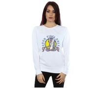 Disney Women's The Lion King Rafiki Good Vibes Only Sweatshirt in White | Size: Small Disney White S