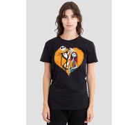 Disney Women's The Nightmare Before Christmas Jack Sally Heart T-Shirt, Black | Size: 2XL Disney Black 2XL