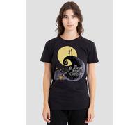 Disney Women's The Nightmare Before Christmas Moon Silhouette T-Shirt, Black | Size: XL Disney Black XL