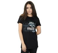 Disney Women's Three Little Pigs 1933 Cotton Boyfriend T-Shirt in Black | Size: Medium Disney Black M