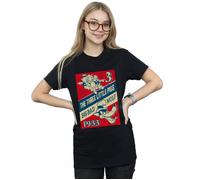 Disney Women's Three Little Pigs & The Big Bad Wolf Cotton Boyfriend T-Shirt in Black | Size: 4XL Disney Black 4XL