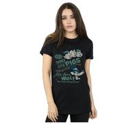 Three Little Pigs Who´s Afraid Of The Big Bad Wolf Cotton Boyfriend T-Shirt Disney Black M