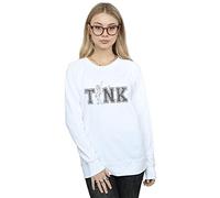 Disney Women's Tinker Bell Collegiate Tink Sweatshirt White Medium