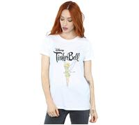 Disney Women's Tinker Bell Flying Tink Cotton Boyfriend T-Shirt in White | Size: 2XL Disney White 2XL