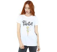 Disney Women's Tinker Bell Flying Tink Cotton Boyfriend T-Shirt in White | Size: 3XL Disney White 3XL