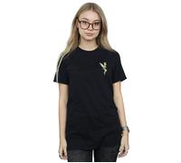 Disney Women's Tinkerbell Chest Cotton Boyfriend T-Shirt in Black | Size: Small Disney Black S