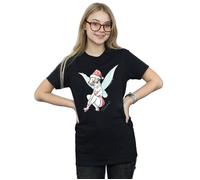 Disney Women's Tinkerbell Christmas Fairy Cotton Boyfriend T-Shirt in Black | Size: 3XL Disney Black 3XL