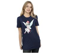 Disney Women's Tinkerbell Christmas Fairy Cotton Boyfriend T-Shirt in Navy | Size: Small Disney Navy S
