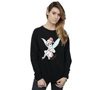 Disney Women's Tinkerbell Christmas Fairy Sweatshirt Small Black