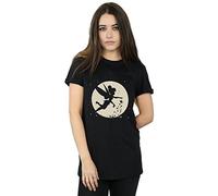 Disney Women's Tinkerbell Moon Cropped Boyfriend Fit T-Shirt Black XX-Large