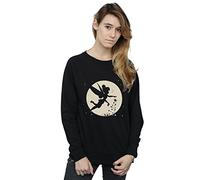 Disney Women's Tinkerbell Moon Cropped Sweatshirt Black X-Large