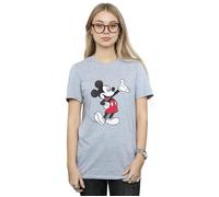 Disney Women's Traditional Wave Mickey Mouse Boyfriend T-Shirt in Grey | Size: 3XL Disney Grey 3XL