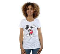 Disney Women's Traditional Wave Mickey Mouse Cotton T-Shirt in White | Size: Large Disney White L