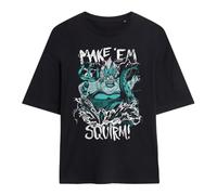 Disney Women's Ursula Make Em Squirm Ladies Oversized T Shirt, Black T-Shirt (Pack of 1)