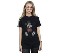 Disney Women's Walking Mickey Mouse Cotton Boyfriend T-Shirt in Black | Size: Small Disney Black S