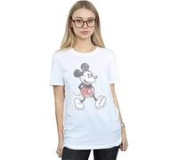 Disney Women's Walking Mickey Mouse Cotton Boyfriend T-Shirt in White | Size: XL Disney White XL