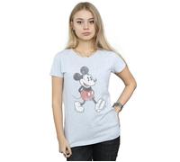 Disney Women's Walking Mickey Mouse Cotton T-Shirt in Grey | Size: XL Disney Grey XL
