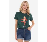 Disney Women's Winne The Pooh Tigger Jumping Retro Style Classic T-Shirt in Green | Size: Large Disney Green L