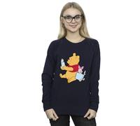Disney Women's Winnie The Pooh Reading Sweatshirt Navy Blue Large