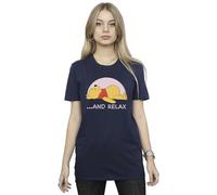 Disney Women's Winnie The Pooh Relax Boyfriend Fit T-Shirt Navy Blue X-Large
