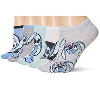 Disney Women's Lilo & Stitch 5 Pack No Show Casual, Blue Multi, Sock 8-10 Fits Shoe Size 2-8.5 UK