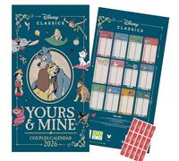 Disney Yours & Mine Couples Calendar 2026 Slim Calendar with Free Organising Stickers Included