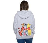 Disney Zip Hoodie Eeyore Winnie The Pooh Piglet Tigger, Heather Grey, 2X